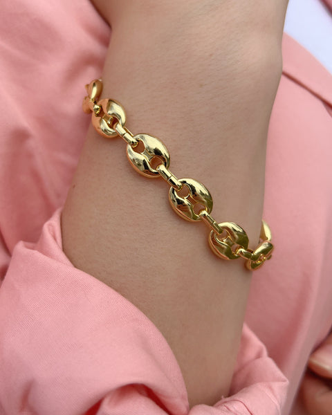 Anchor Link Chain Necklace Set in Gold