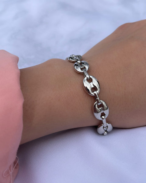 Anchor Link Chain Necklace Set in Silver