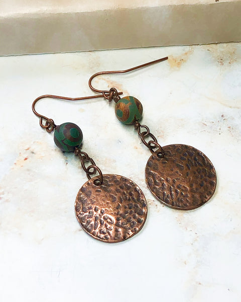 Boho Hammered Copper Earrings
