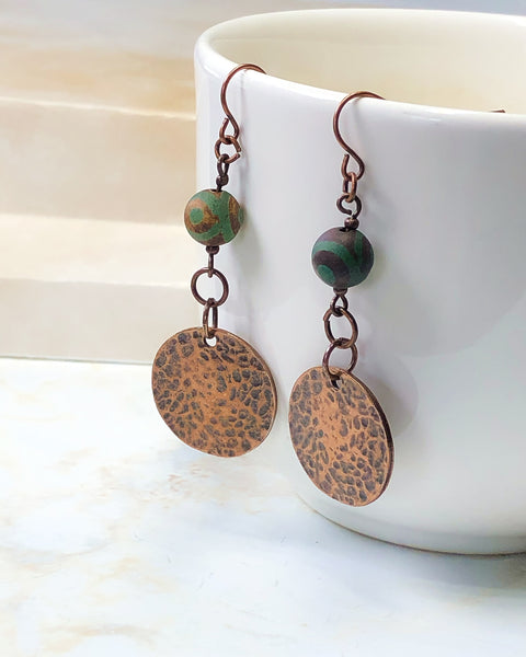 Boho Hammered Copper Earrings