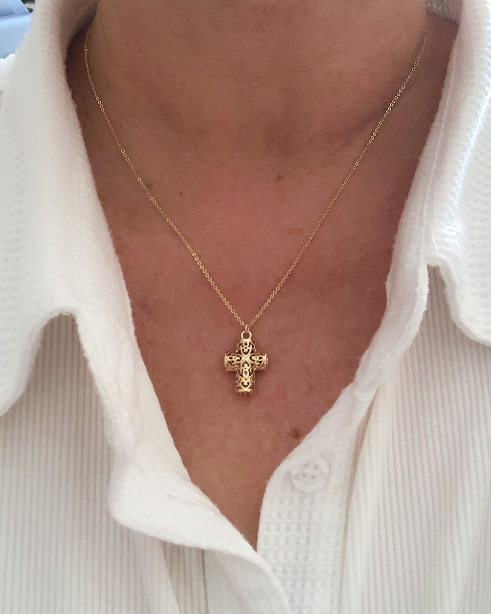 Gold Filigree Cross Necklace