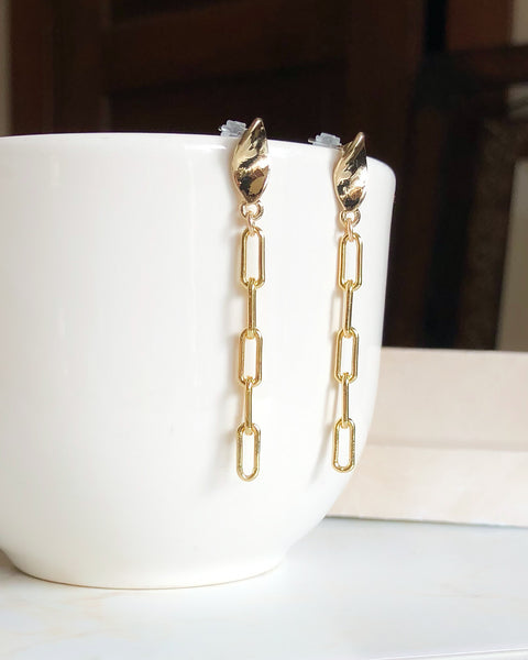 Gold Paper Clip Chain Earrings