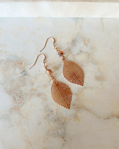 Rose Gold Leaf Earrings