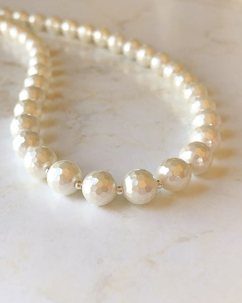 White Faceted Pearl Necklace Set