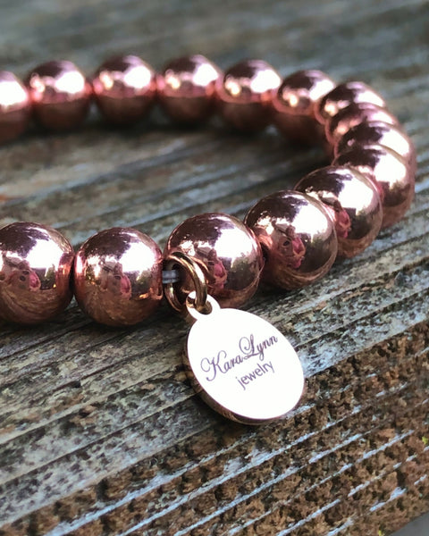 Rose Gold Beaded Stretch Bracelet