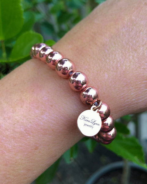 Rose Gold Beaded Stretch Bracelet