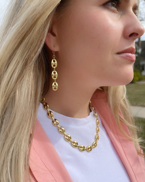 Anchor Link Chain Necklace Set in Gold