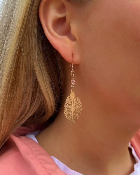 Rose Gold Leaf Earrings