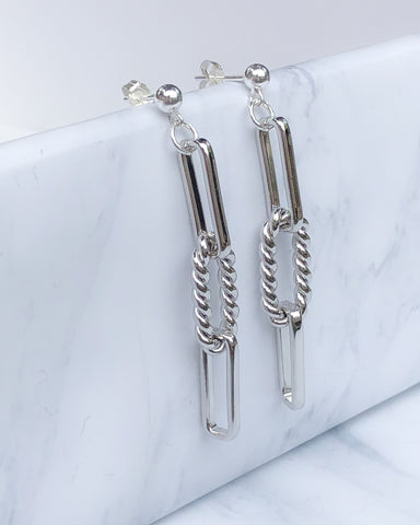 Silver Chain Earrings strung from Sterling Silver Posts