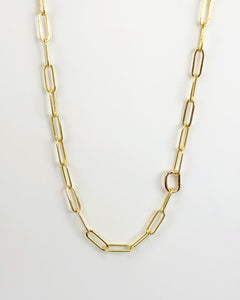 14k Gold Filled Paperclip Chain Necklace with Spring Gate Clasp