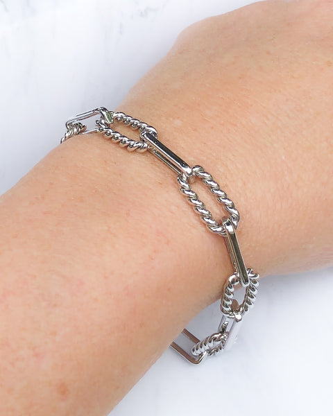 Medium Weight Silver Chain Bracelet with Magnet Clasp