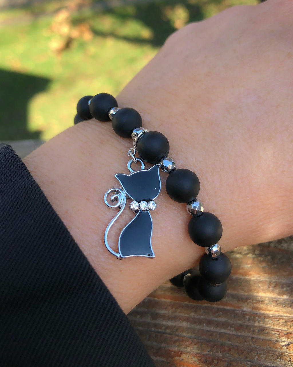 925 Sterling Silver Lucky Black Cat Charm Bead for Bracelet 925 Sterling Silver Lucky Black Cat Charm Bead for Bracelet