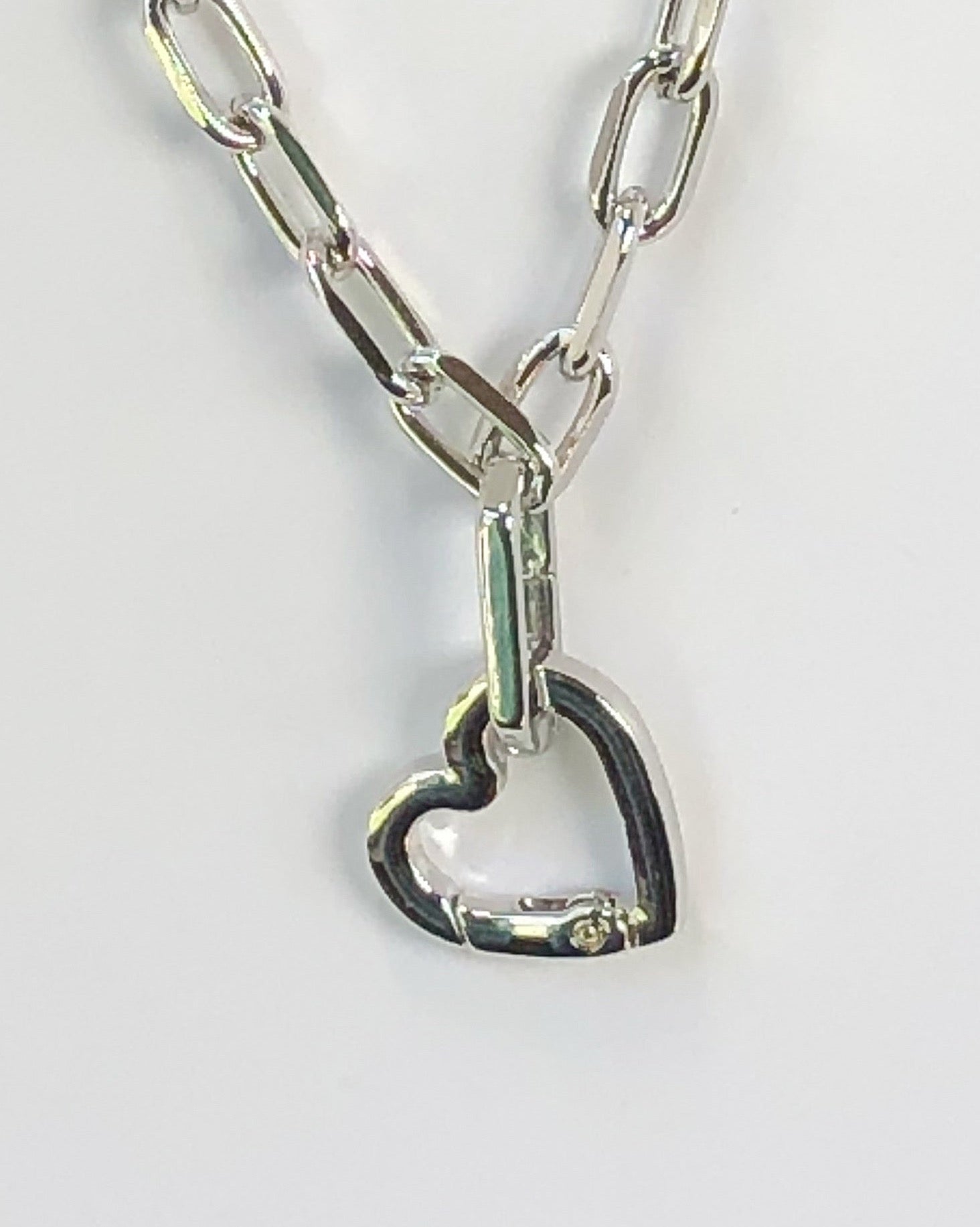 Chunky Heart Spring Clasp Carabiner in Silver