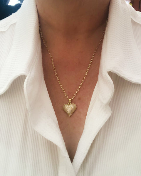Classy Gold Pave' Heart Necklace,