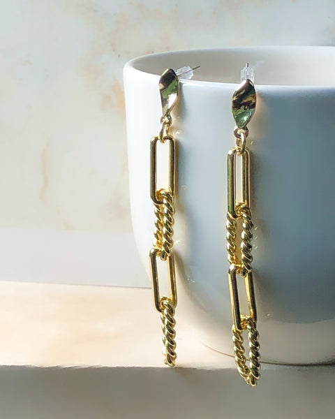 Gold Link Chain Earrings