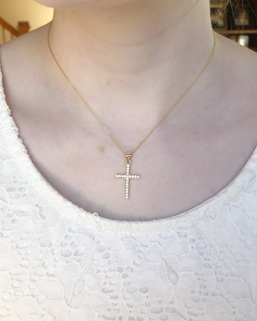14K Solid Yellow Gold Emerald Cross Necklace – LTB JEWELRY