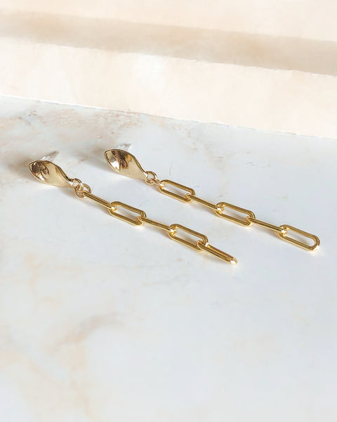 Gold Paper Clip Chain Earrings