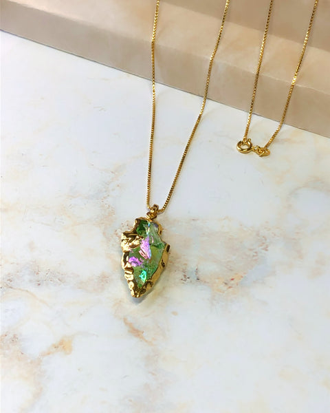 Green Quartz Arrowhead Necklace