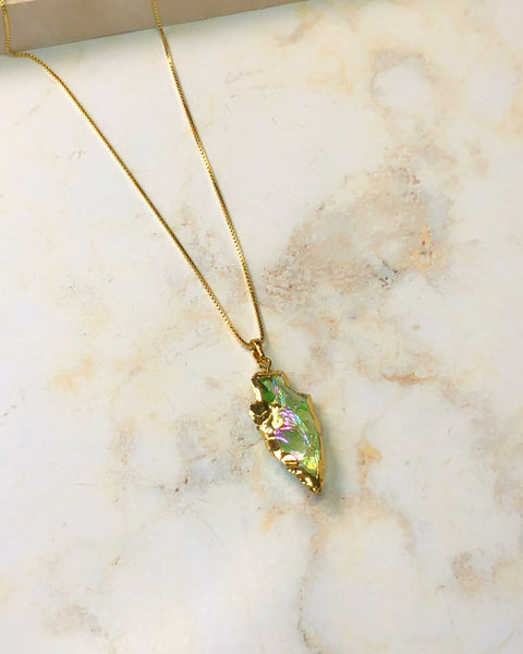 Green Quartz Arrowhead Necklace