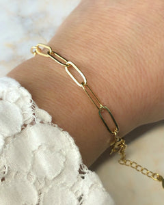 14k Gold Filled Paperclip Chain Bracelet with Extender