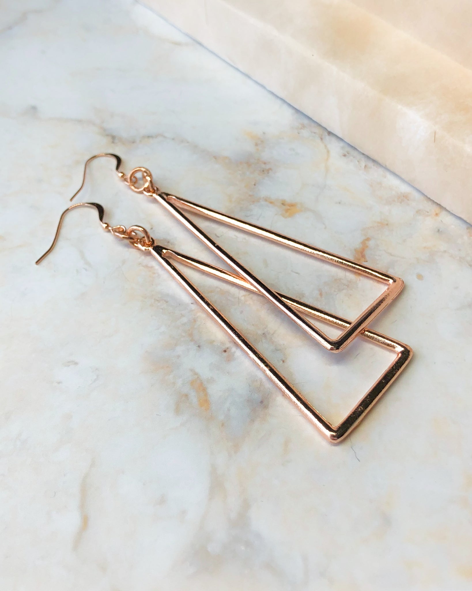 Rose Gold Triangle Earrings