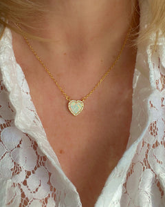 Dainty Opal Heart Necklace