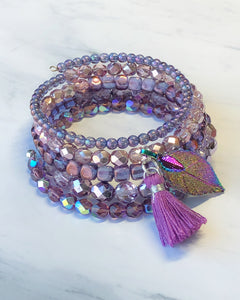 Purple Passion Memory Wire Bracelet