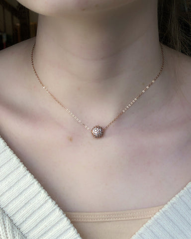 CHRISTY Crystal Pave' Ball Necklace in Rose Gold