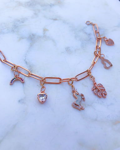 Rose Gold Charms with Spring Clasp