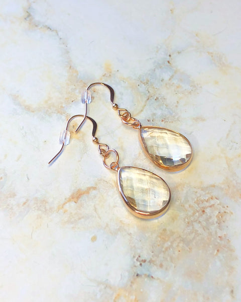 Rose Gold Crystal Teardrop Earrings