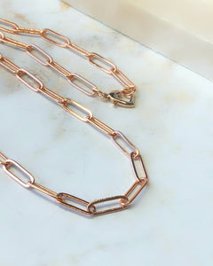 Paperclip Chain Necklace in 14k filled Rose Gold 