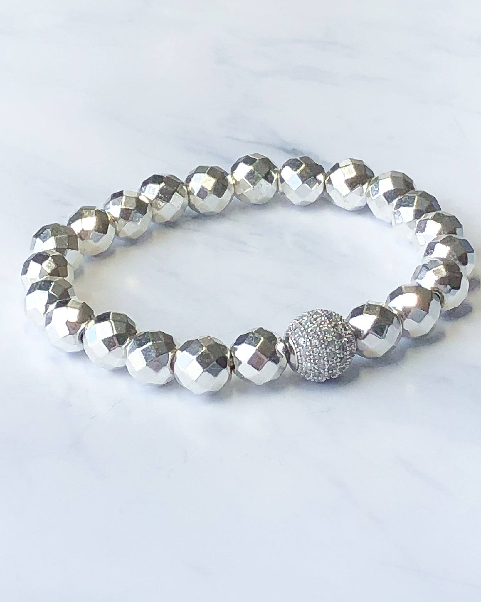 Silver Pave' Hematite Bracelet