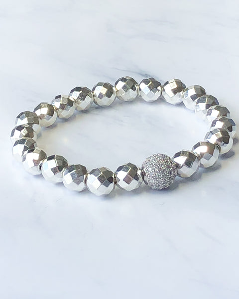 Silver Pave' Hematite Bracelet