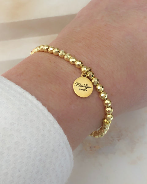 Gold Beaded Stretch Bracelet, "Simply Gold" Stacking Accent Bracelet