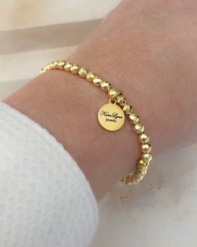 Gold Beaded Stretch Bracelet, "Simply Gold" Stacking Accent Bracelet